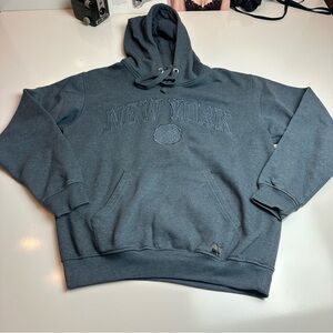 NYC New York Embroidered Charcoal Hoodie | Pullover | Size L